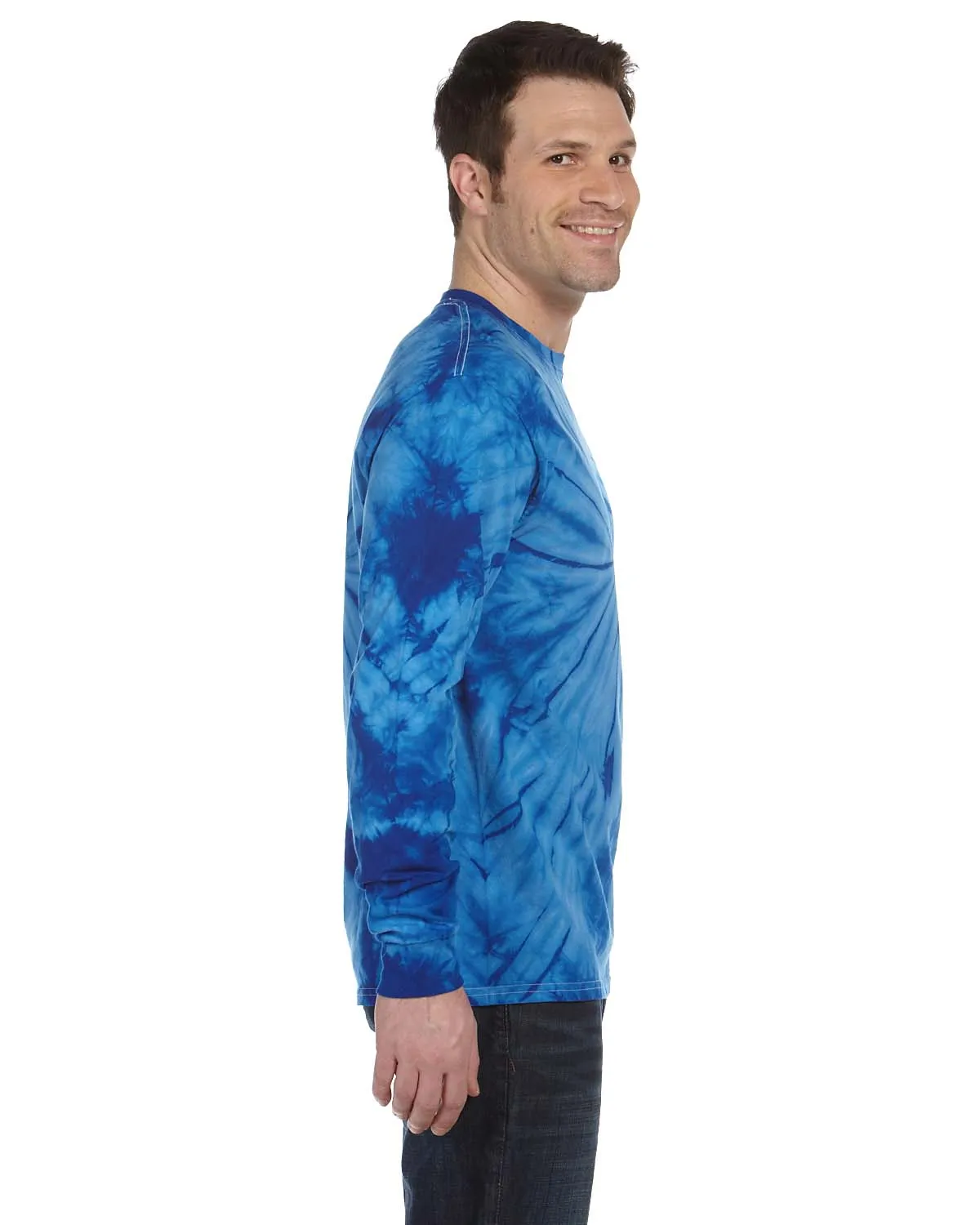 Tie-Dye Mens Long Sleeve Crewneck T-Shirt - Royal Blue