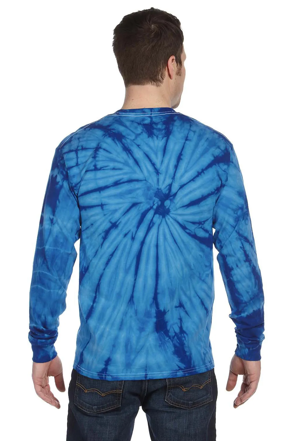 Tie-Dye Mens Long Sleeve Crewneck T-Shirt - Royal Blue