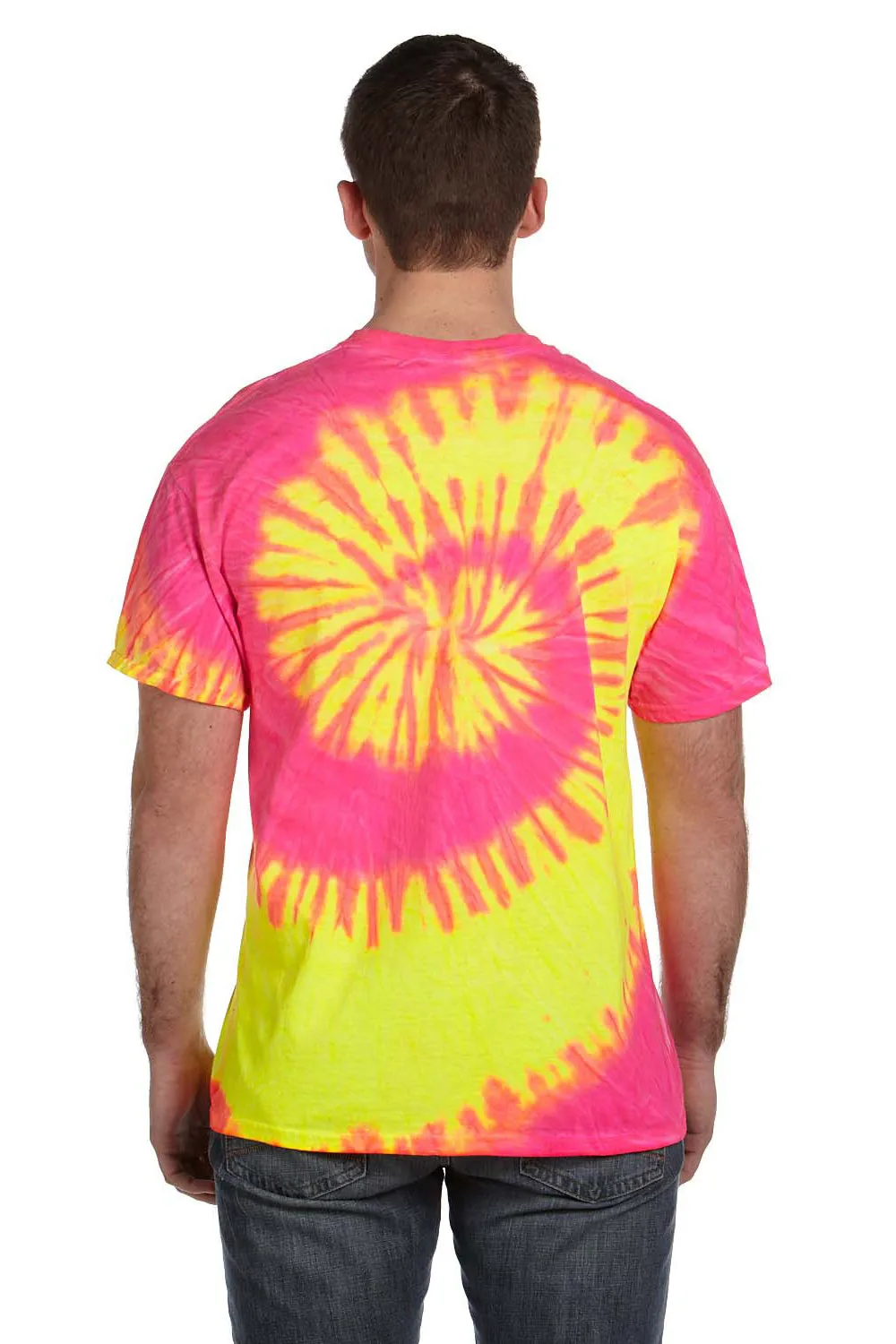Tie-Dye Mens Short Sleeve Crewneck T-Shirt - Fluorescent Swirl
