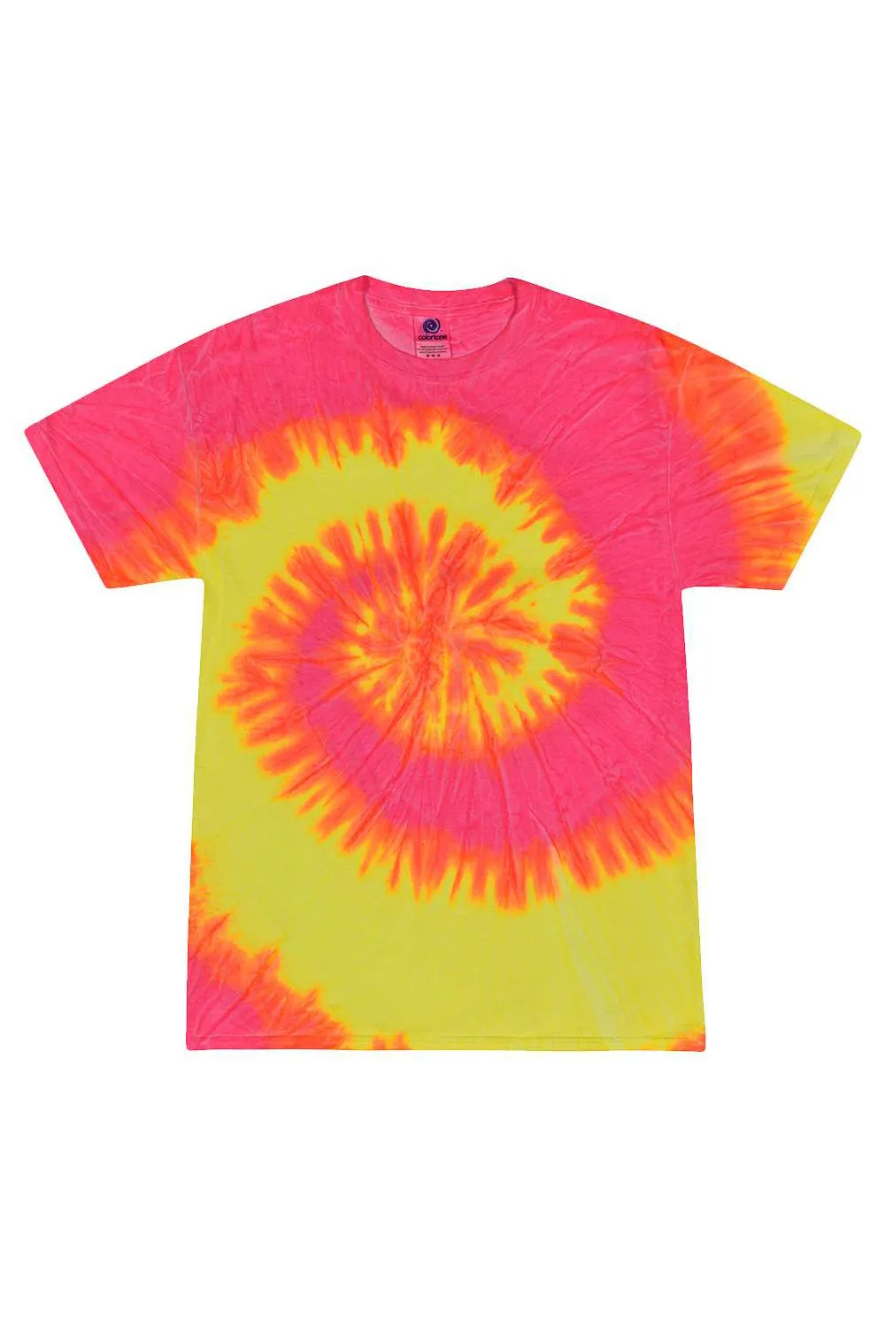 Tie-Dye Mens Short Sleeve Crewneck T-Shirt - Fluorescent Swirl