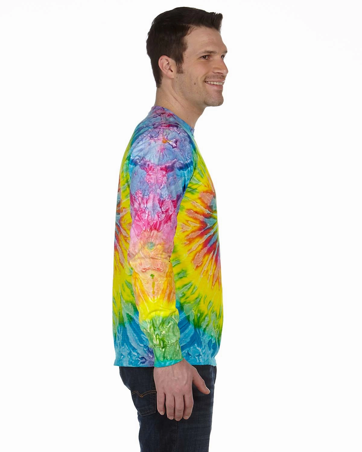 Tie-Dye Mens Long Sleeve Crewneck T-Shirt - Saturn