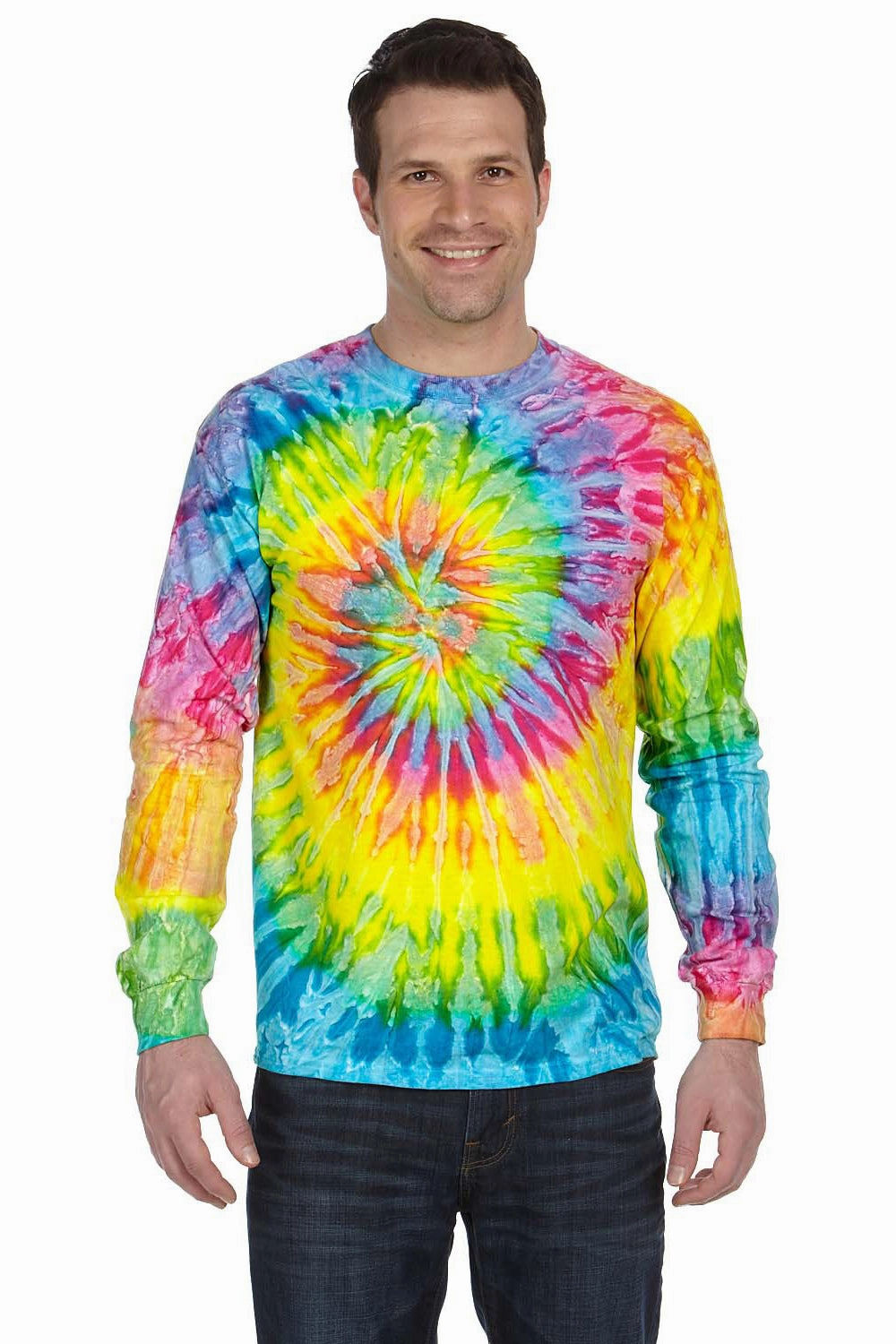 Tie-Dye Mens Long Sleeve Crewneck T-Shirt - Saturn