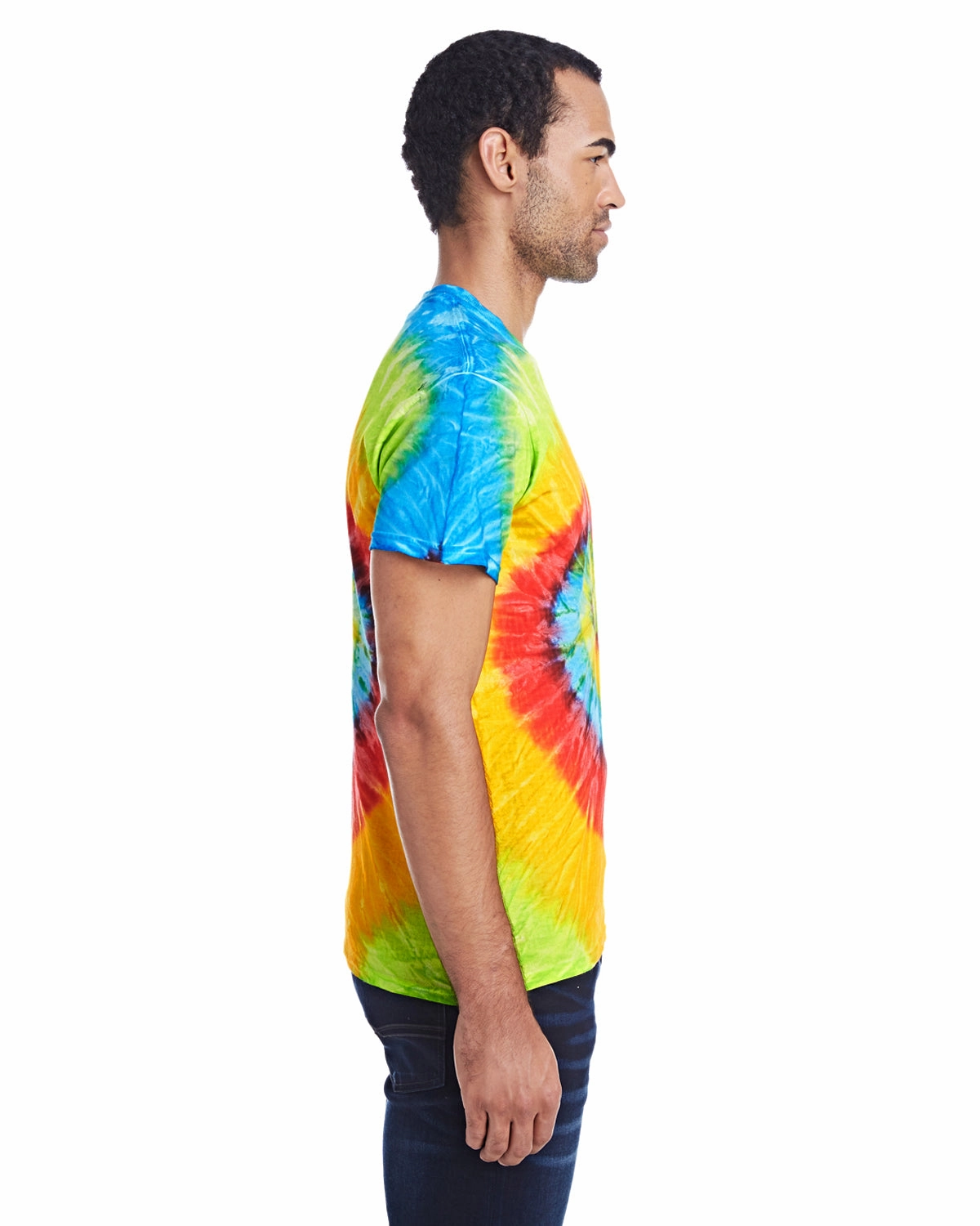Tie-Dye Mens Short Sleeve Crewneck T-Shirt - Pastel Neon - Closeout