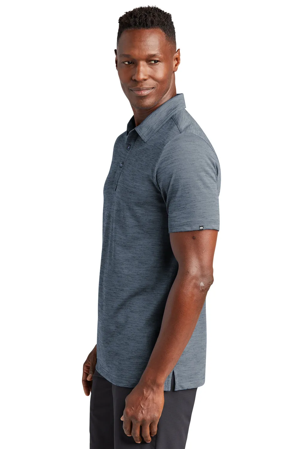 TravisMathew Mens Auckland Slub Wrinkle Resistant Short Sleeve Polo Shirt - Blue Nights