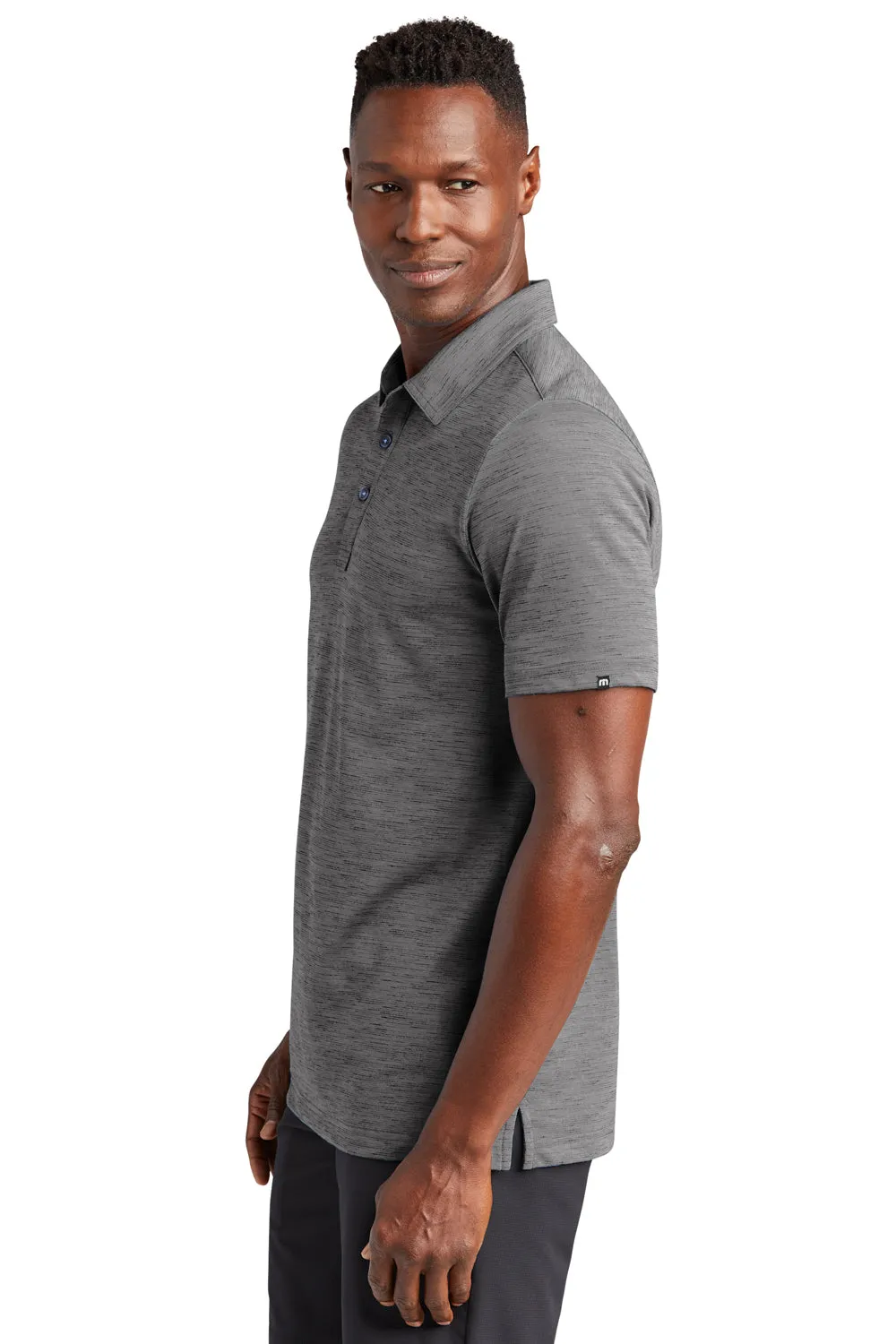 TravisMathew Mens Auckland Slub Wrinkle Resistant Short Sleeve Polo Shirt - Dark Grey