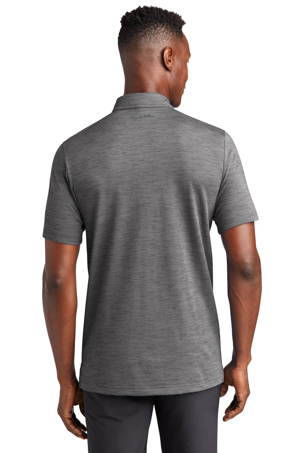 TravisMathew Mens Auckland Slub Wrinkle Resistant Short Sleeve Polo Shirt - Dark Grey