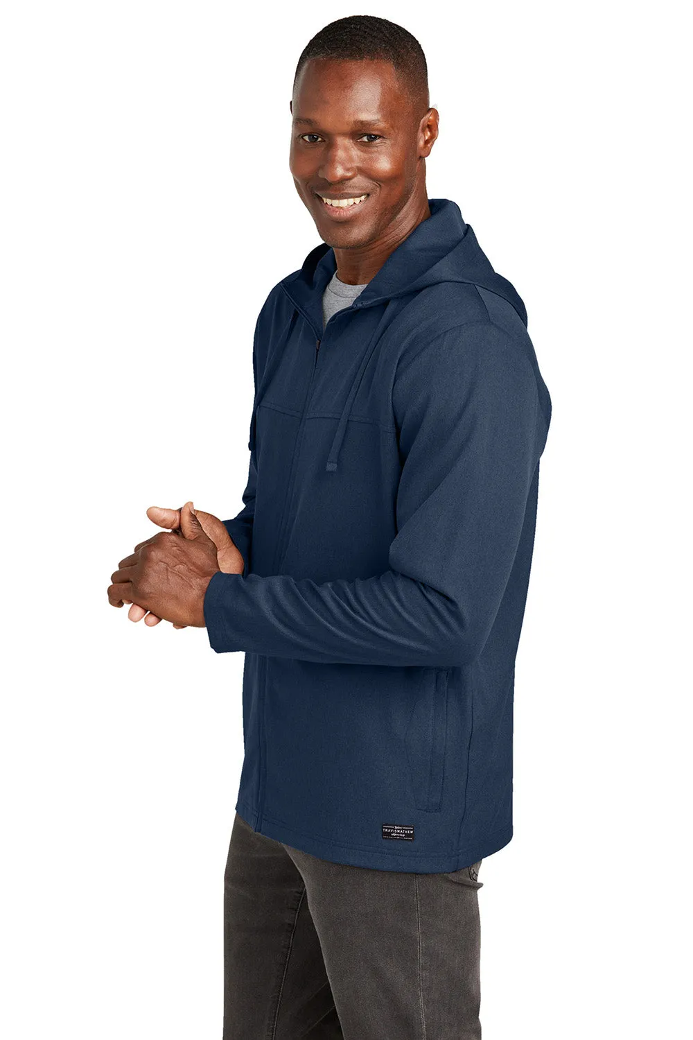 TravisMathew Mens Balboa Full Zip Hooded Jacket - Heather Night Blue