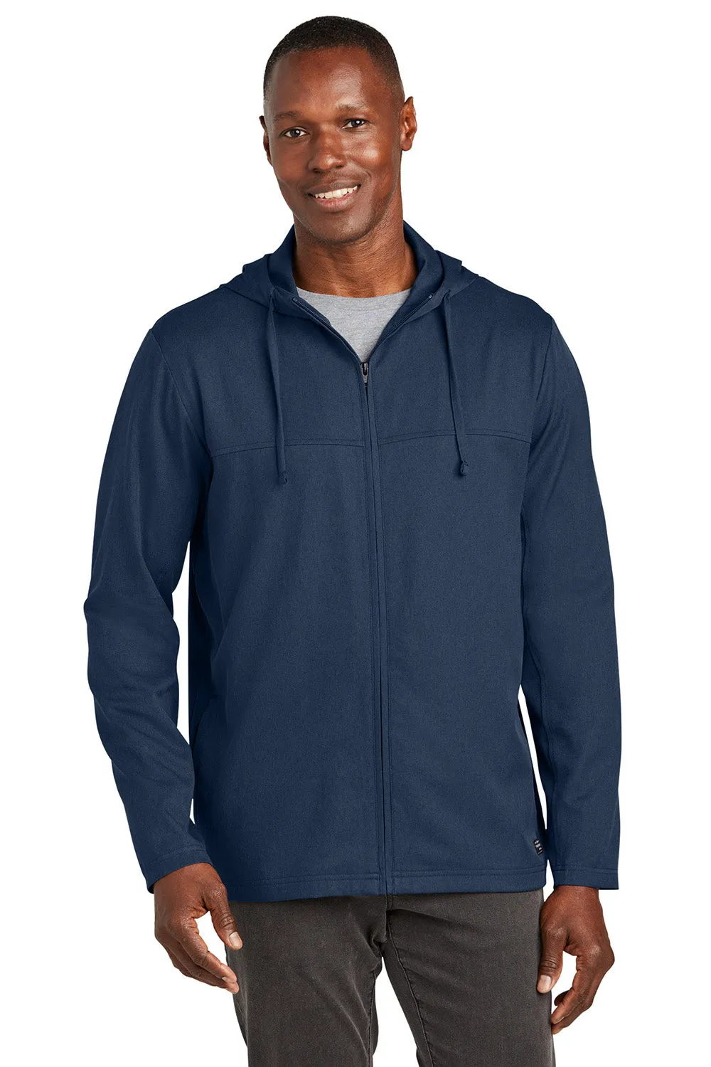 TravisMathew Mens Balboa Full Zip Hooded Jacket - Heather Night Blue