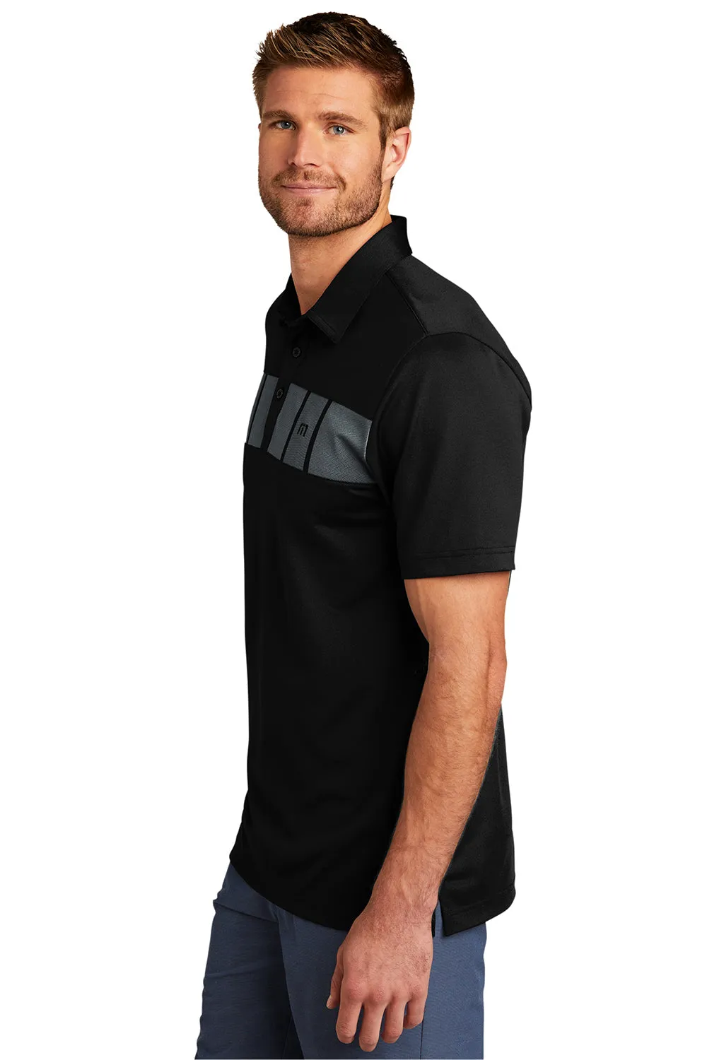 TravisMathew Mens Cabana Moisture Wicking Short Sleeve Polo Shirt - Black