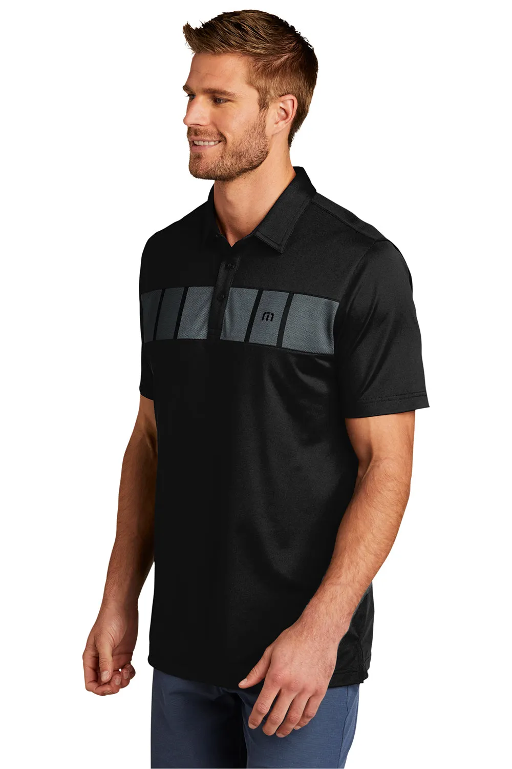TravisMathew Mens Cabana Moisture Wicking Short Sleeve Polo Shirt - Black