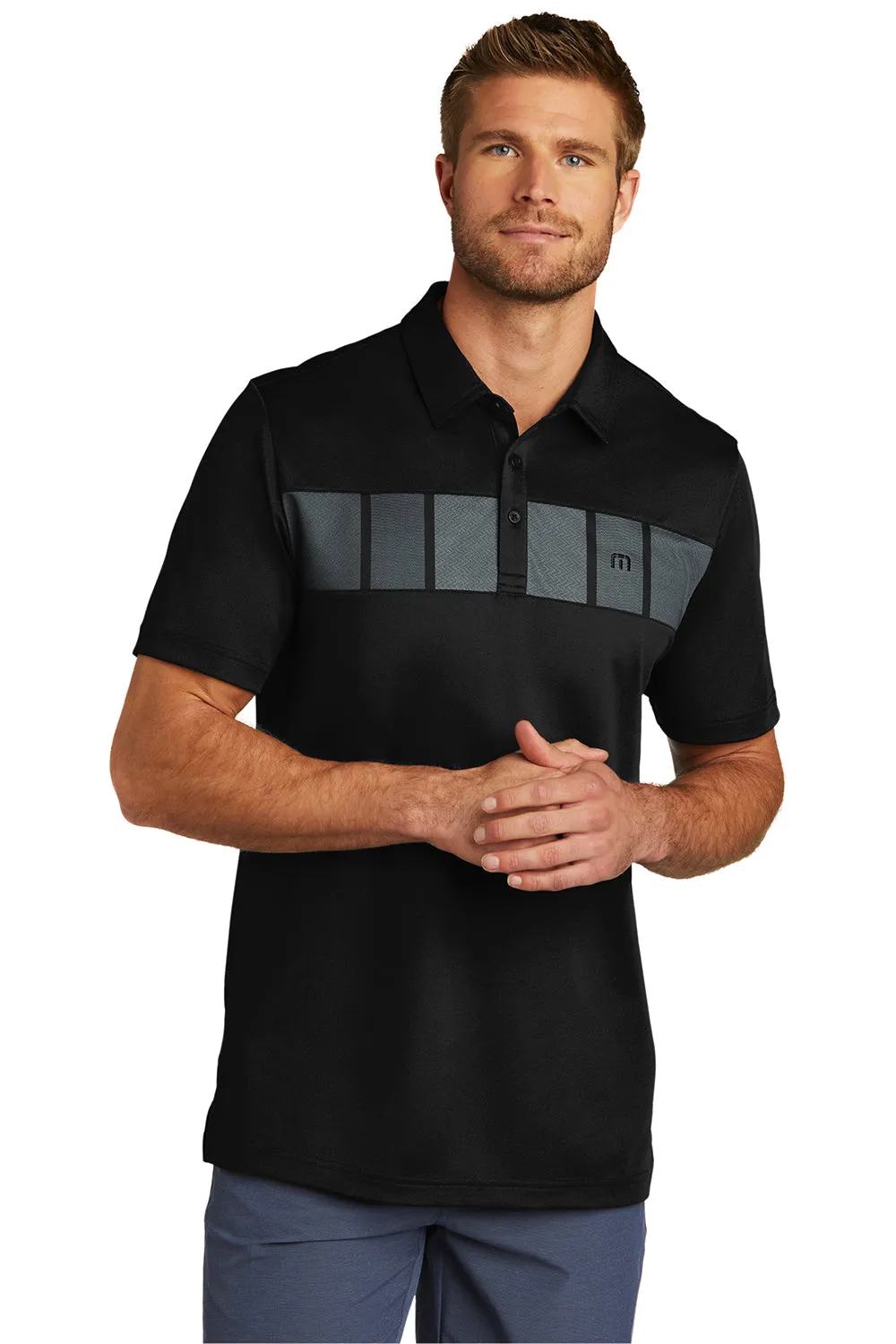 TravisMathew Mens Cabana Moisture Wicking Short Sleeve Polo Shirt - Black