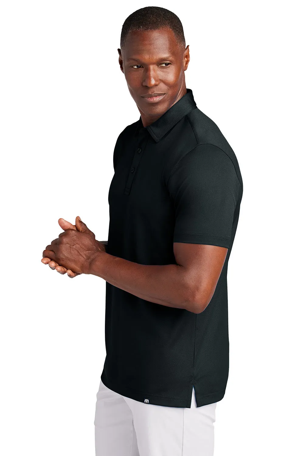 TravisMathew Mens Cabana Wrinkle Resistant Short Sleeve Polo Shirt - Black