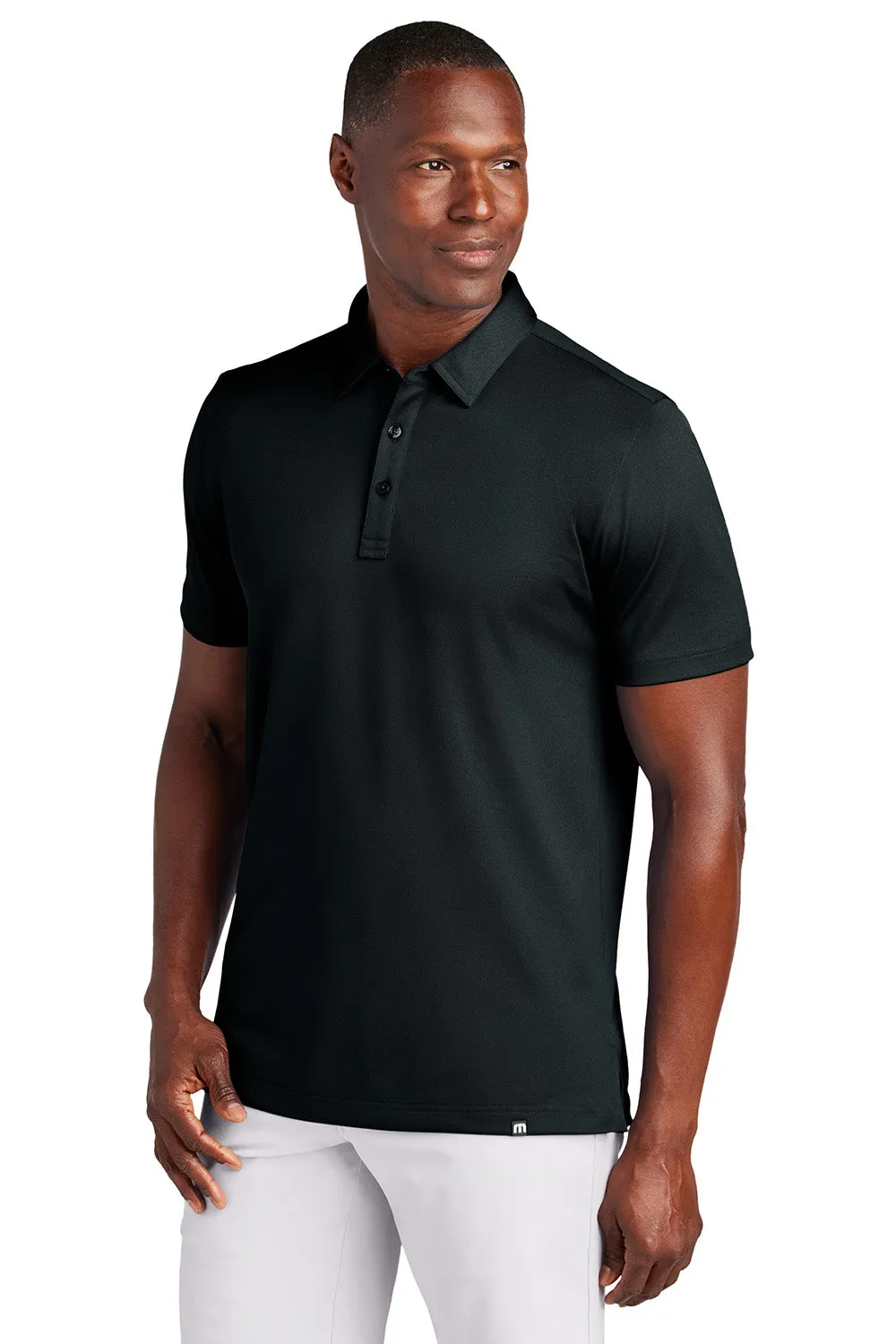 TravisMathew Mens Cabana Wrinkle Resistant Short Sleeve Polo Shirt - Black