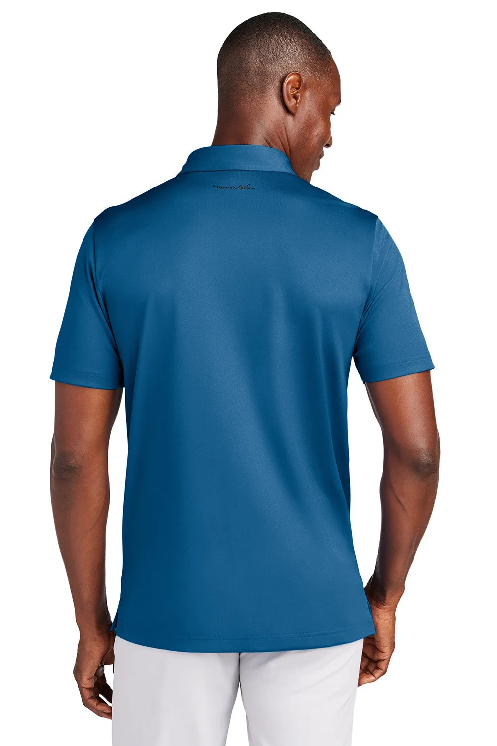 TravisMathew Mens Cabana Wrinkle Resistant Short Sleeve Polo Shirt - Classic Blue