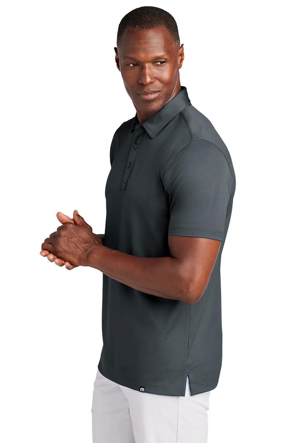 TravisMathew Mens Cabana Wrinkle Resistant Short Sleeve Polo Shirt - Stormy Grey