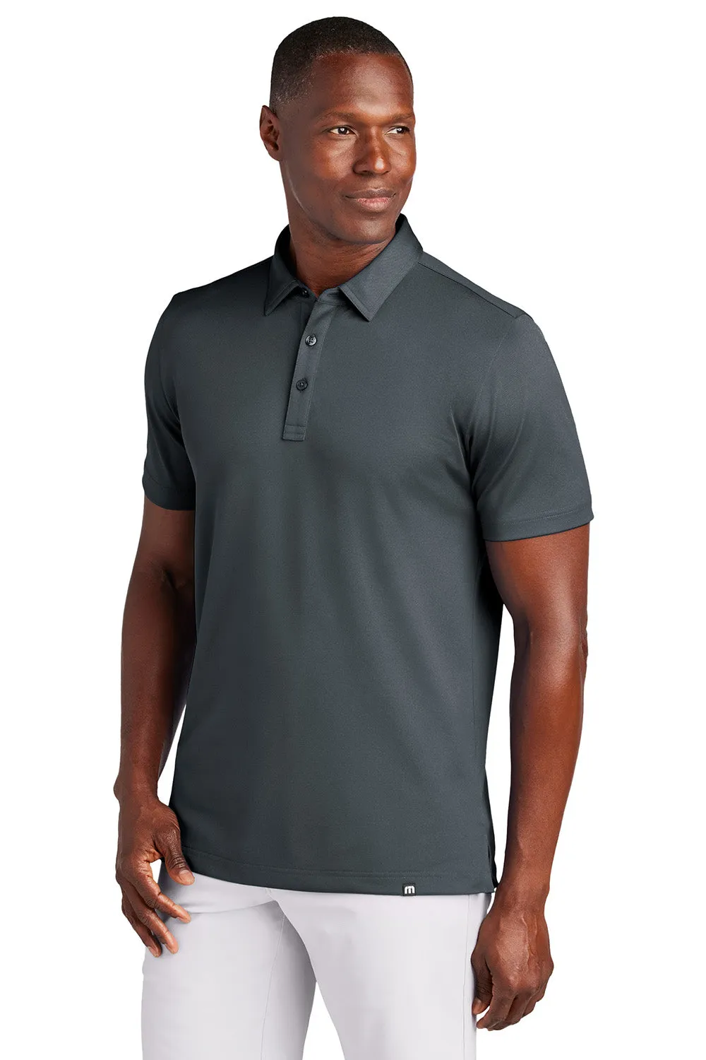 TravisMathew Mens Cabana Wrinkle Resistant Short Sleeve Polo Shirt - Stormy Grey