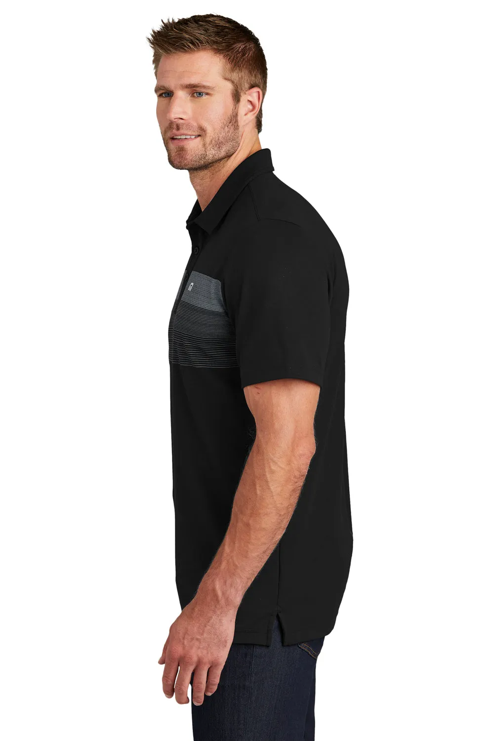 TravisMathew Mens Coastal Wrinkle Resistant Short Sleeve Polo Shirt - Black
