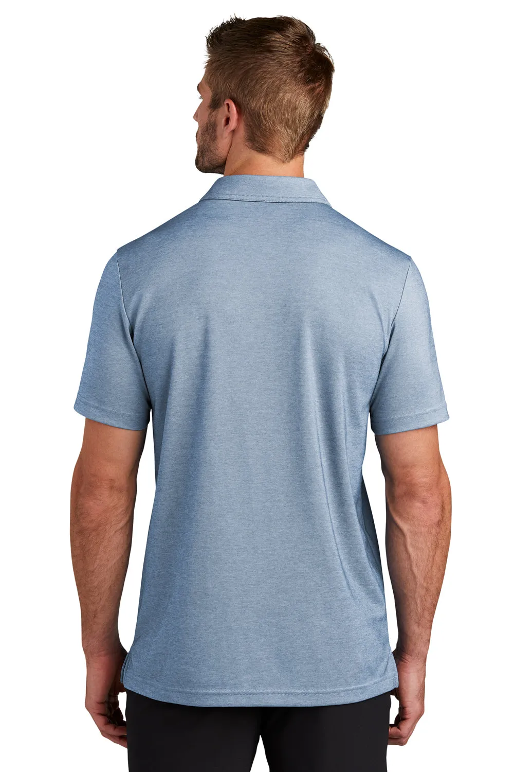 TravisMathew Mens Coastal Wrinkle Resistant Short Sleeve Polo Shirt - Heather Opal Blue
