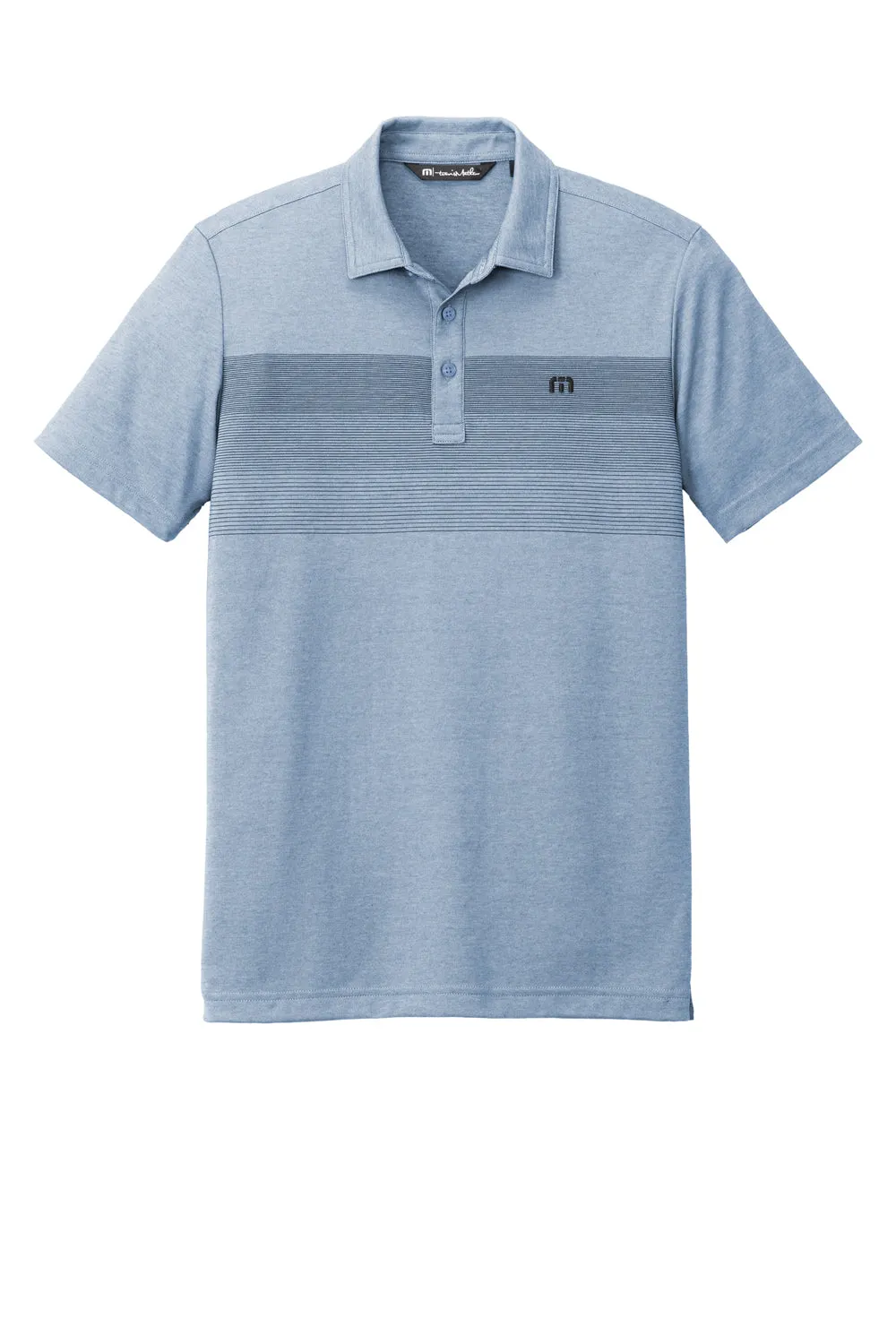 TravisMathew Mens Coastal Wrinkle Resistant Short Sleeve Polo Shirt - Heather Opal Blue