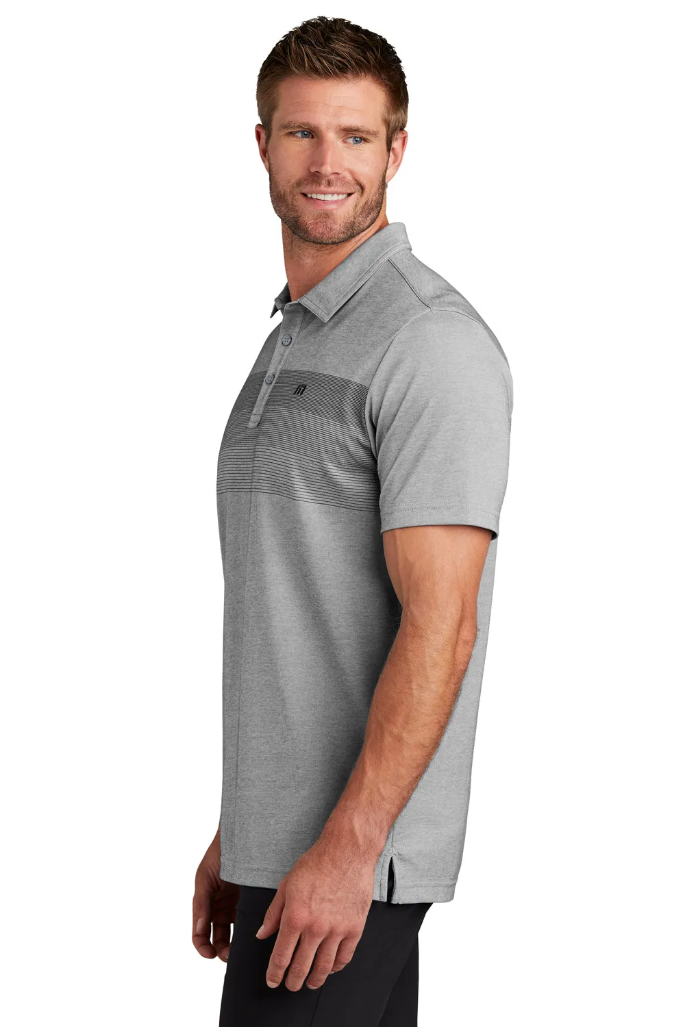 TravisMathew Mens Coastal Wrinkle Resistant Short Sleeve Polo Shirt - Heather Quiet Shade Grey