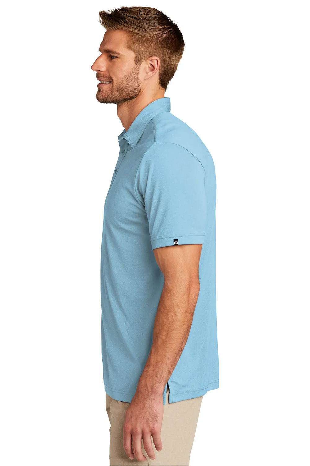 TravisMathew Mens Coto Performance Moisture Wicking Short Sleeve Polo Shirt - Heather Brilliant Blue