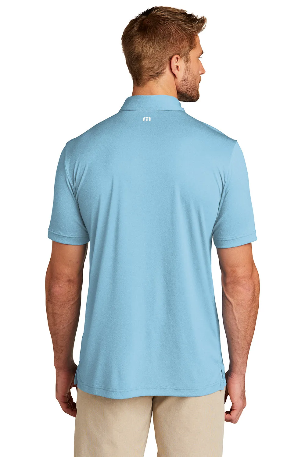 TravisMathew Mens Coto Performance Moisture Wicking Short Sleeve Polo Shirt - Heather Brilliant Blue