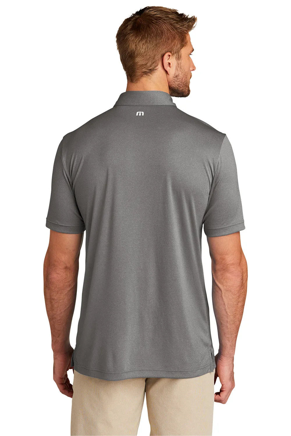 TravisMathew Mens Coto Performance Moisture Wicking Short Sleeve Polo Shirt - Heather Quiet Shade Grey