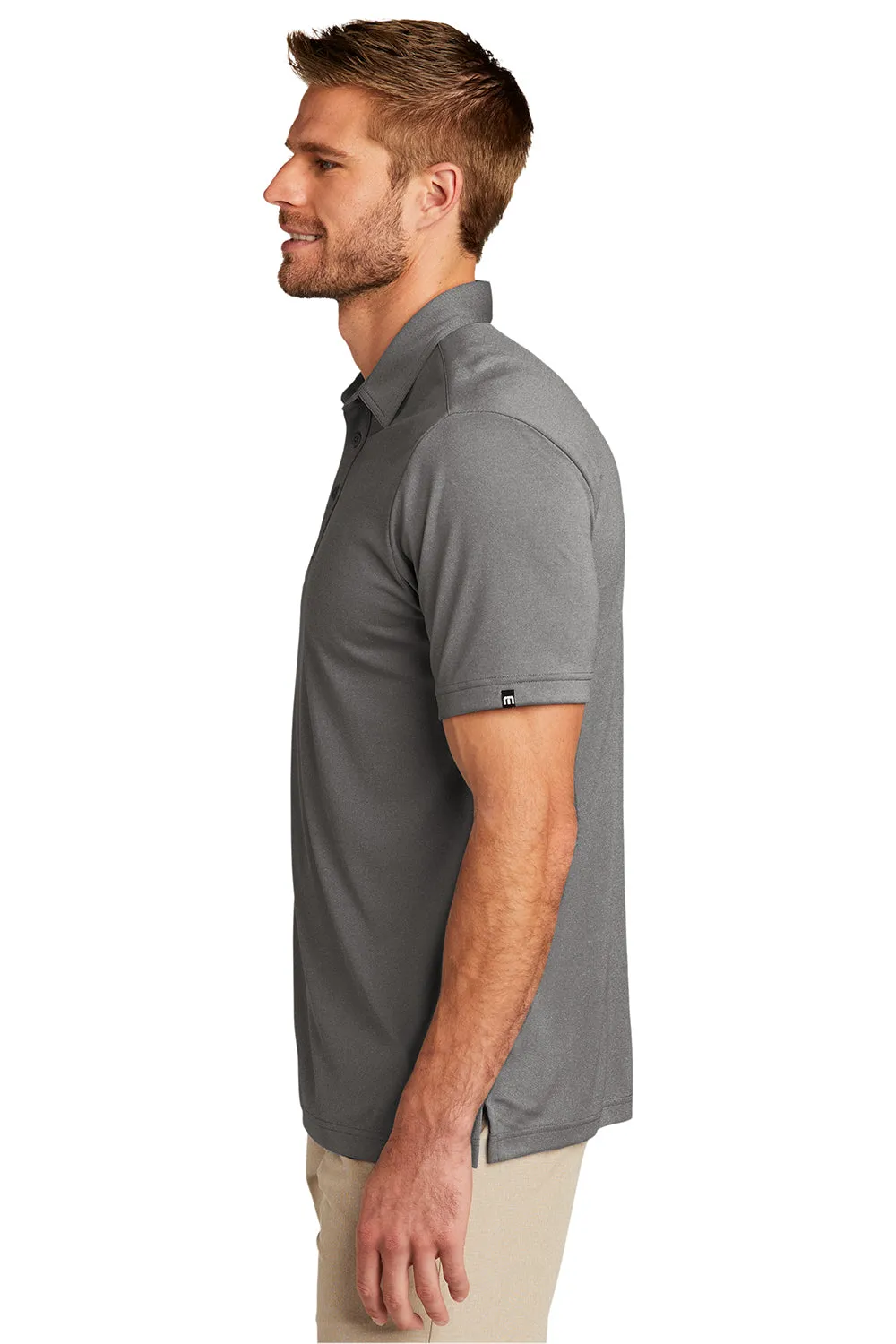 TravisMathew Mens Coto Performance Moisture Wicking Short Sleeve Polo Shirt - Heather Quiet Shade Grey