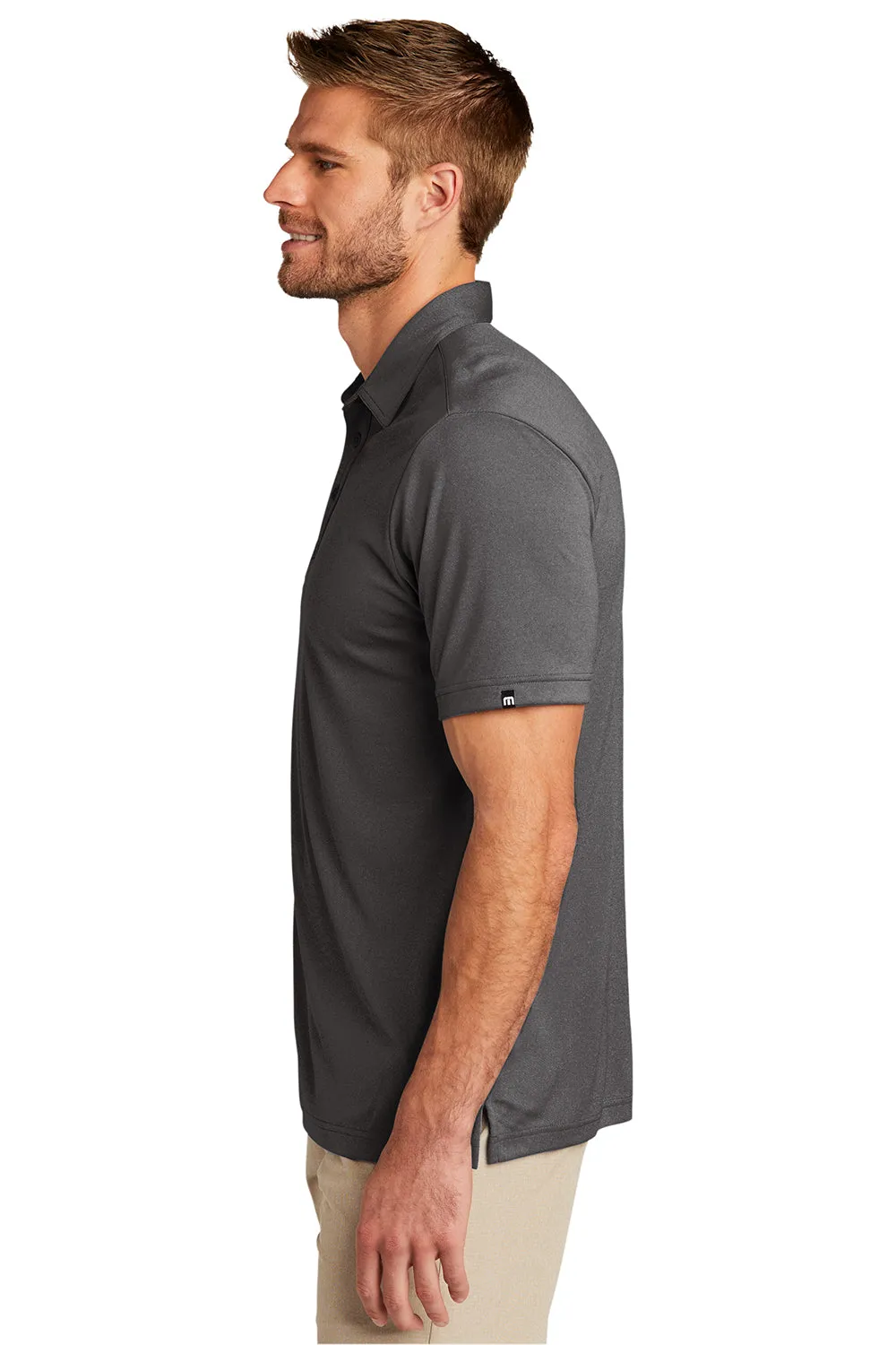 TravisMathew Mens Coto Performance Moisture Wicking Short Sleeve Polo Shirt - Quiet Shade Grey/Black