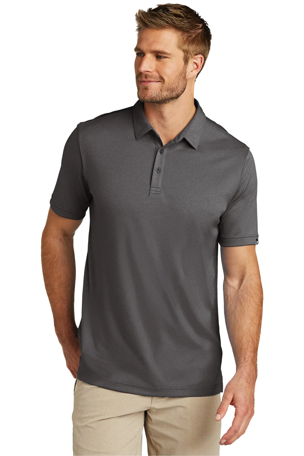 TravisMathew Mens Coto Performance Moisture Wicking Short Sleeve Polo Shirt - Quiet Shade Grey/Black