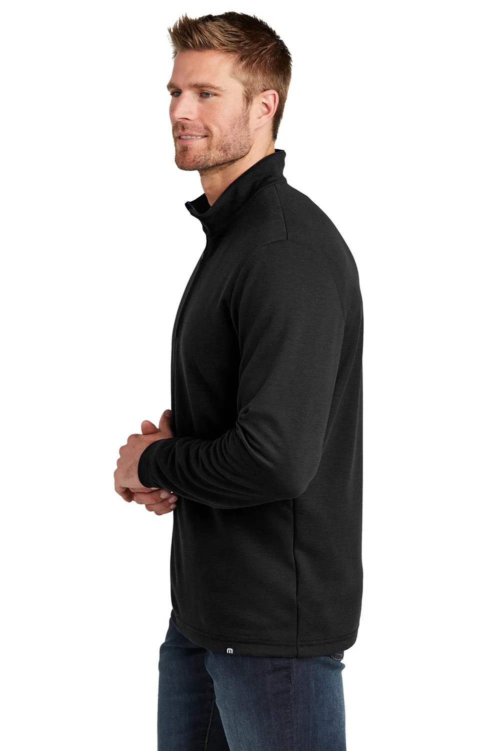 TravisMathew Mens Coveside Wrinkle Resistant 1/4 Zip Sweatshirt - Black