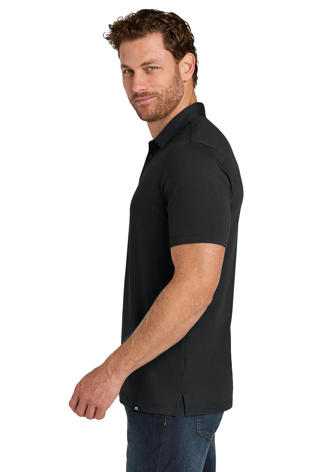 TravisMathew Mens Glenview Wrinkle Resistant Short Sleeve Polo Shirt - Black