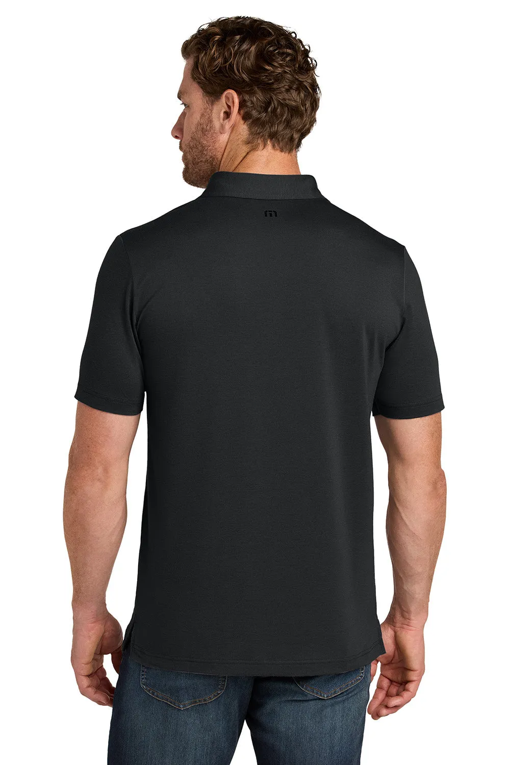 TravisMathew Mens Glenview Wrinkle Resistant Short Sleeve Polo Shirt - Black