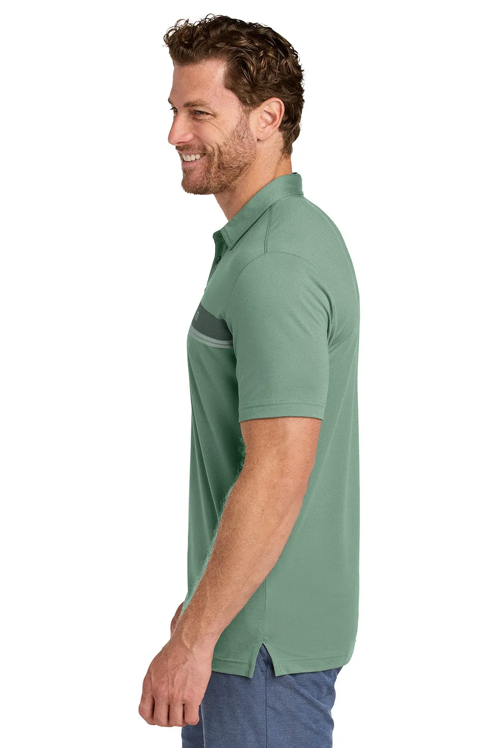 TravisMathew Mens Glenview Wrinkle Resistant Short Sleeve Polo Shirt - Laurel Green