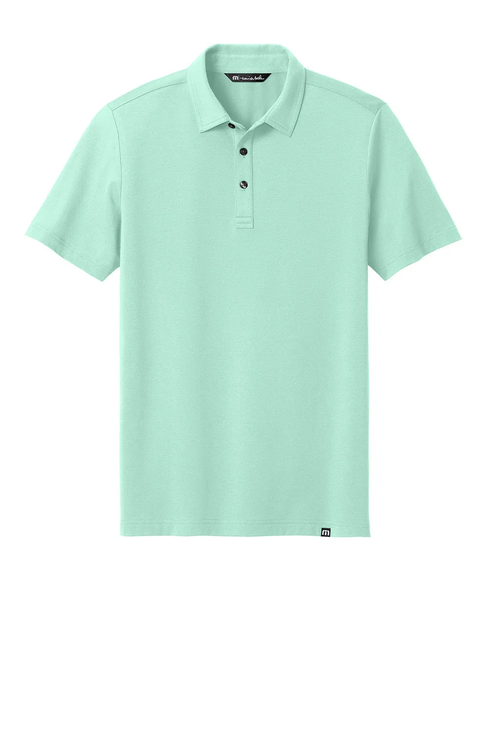 TravisMathew Mens Glenview Wrinkle Resistant Short Sleeve Polo Shirt - Mint Green