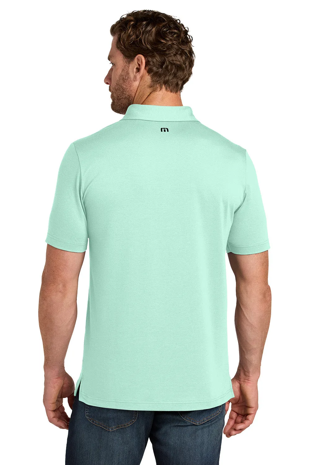 TravisMathew Mens Glenview Wrinkle Resistant Short Sleeve Polo Shirt - Mint Green