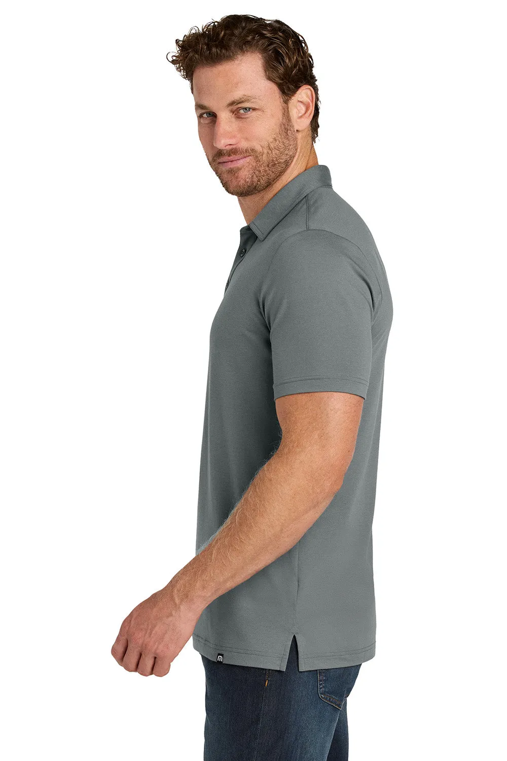 TravisMathew Mens Glenview Wrinkle Resistant Short Sleeve Polo Shirt - Quiet Shade Grey