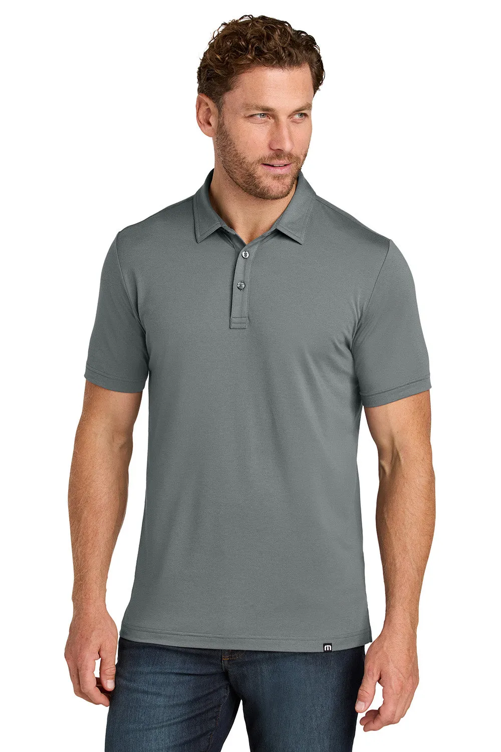 TravisMathew Mens Glenview Wrinkle Resistant Short Sleeve Polo Shirt - Quiet Shade Grey