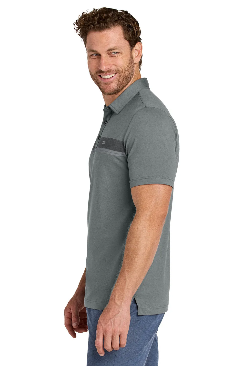 TravisMathew Mens Glenview Wrinkle Resistant Short Sleeve Polo Shirt - Quiet Shade Grey