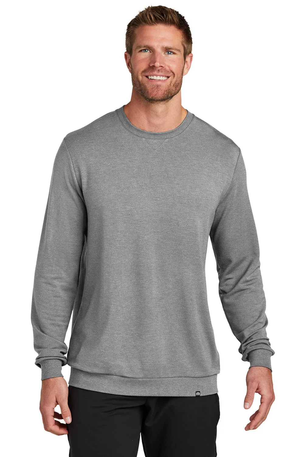 TravisMathew Mens Long Weekend Crewneck Sweatshirt - Heather Light Grey