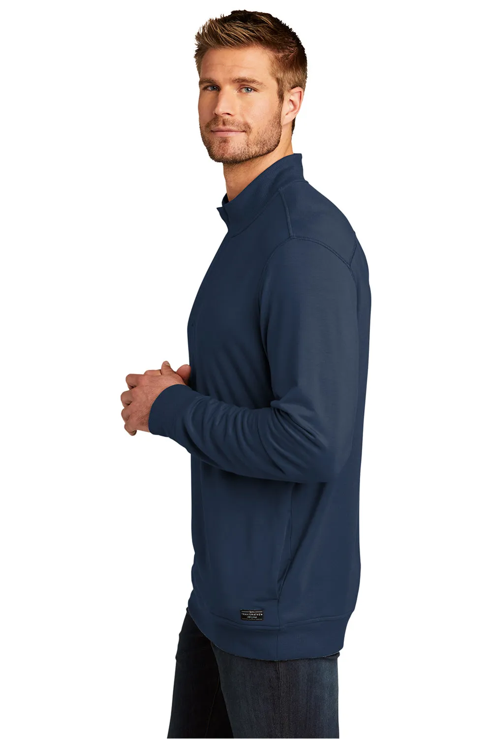 TravisMathew Mens Newport Fleece 1/4 Zip Jacket - Blue Nights