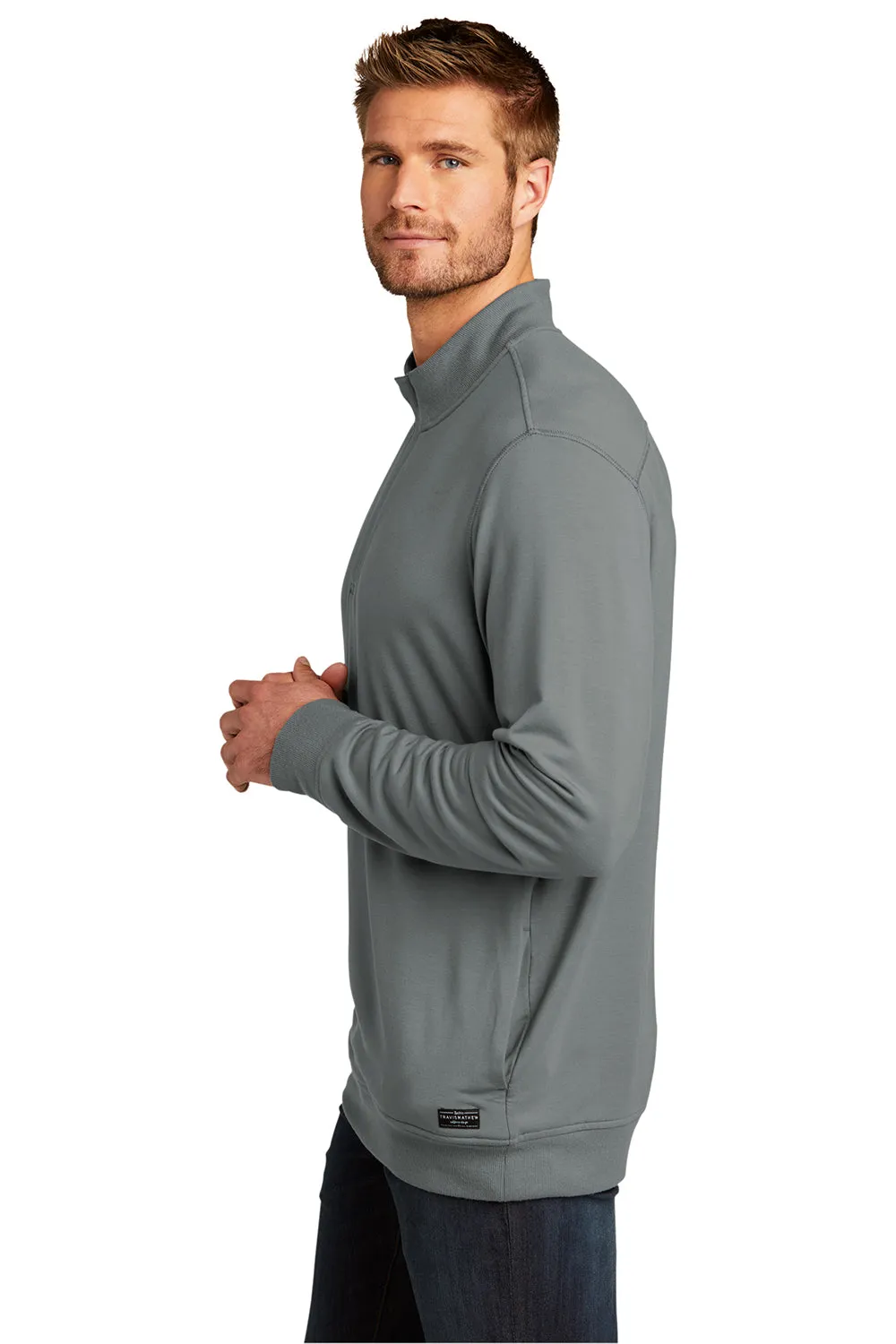 TravisMathew Mens Newport Fleece 1/4 Zip Jacket - Quiet Shade Grey