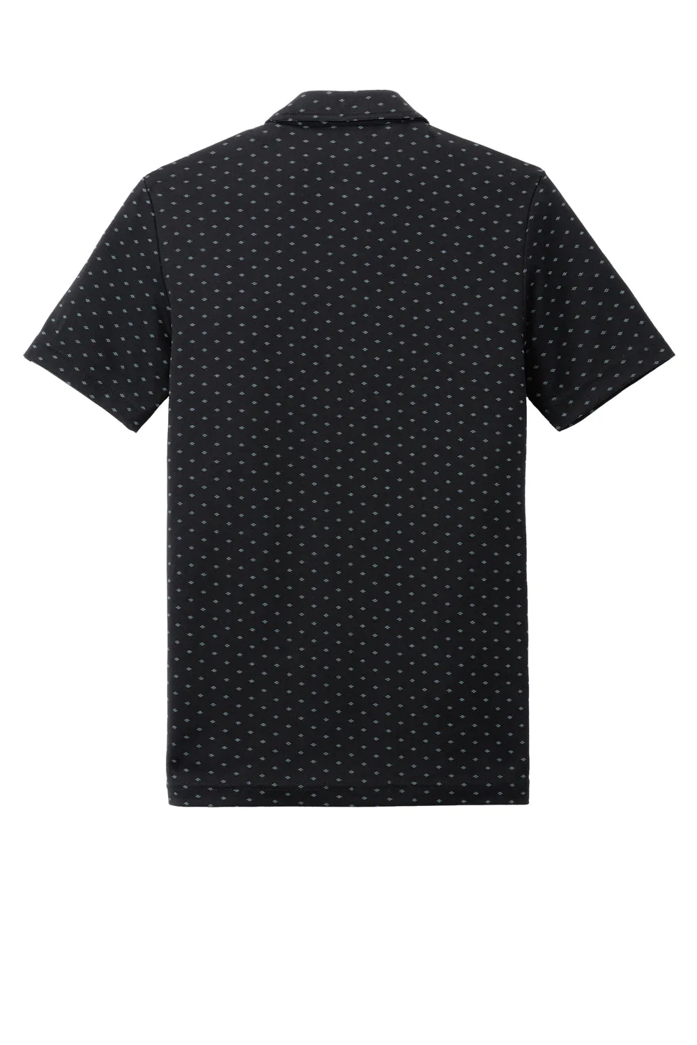 TravisMathew Mens Oceanside Geo Wrinkle Resistant Short Sleeve Polo Shirt - Black/Aegean Blue