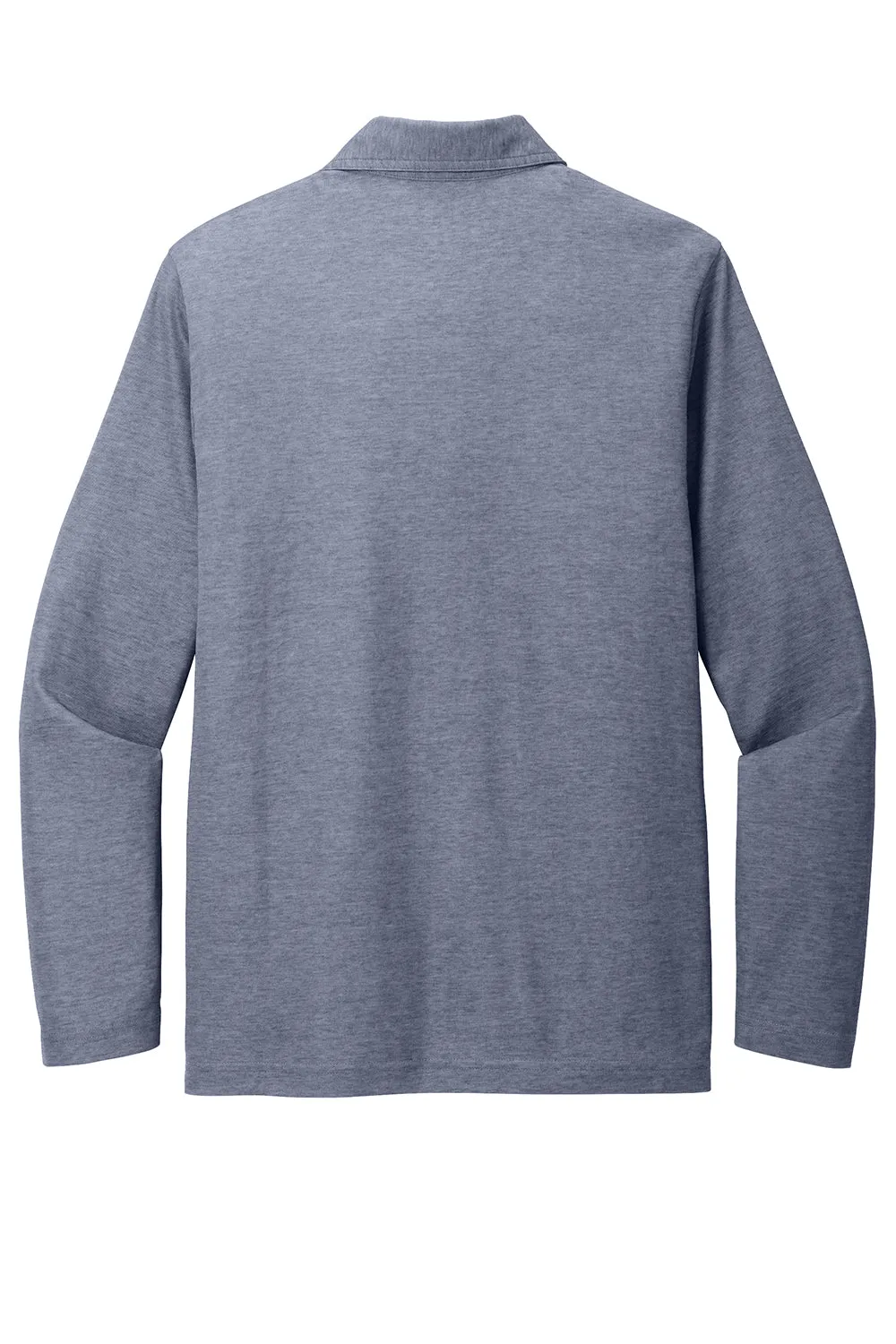 TravisMathew Mens Oceanside Moisture Wicking Long Sleeve Polo Shirt - Heather Blue Nights