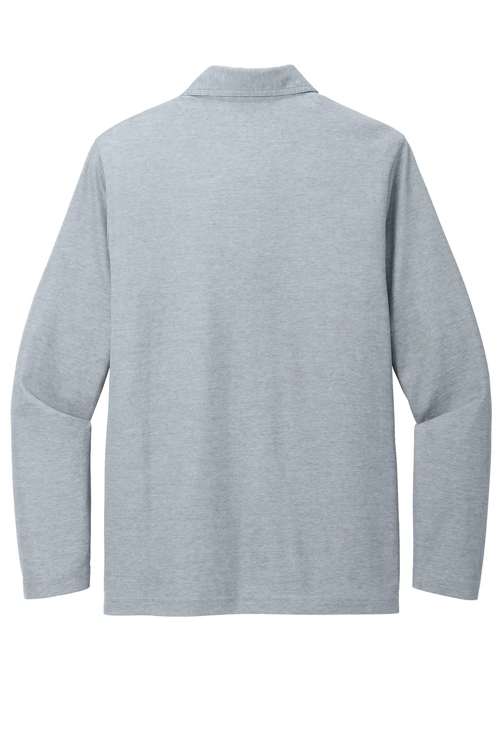 TravisMathew Mens Oceanside Moisture Wicking Long Sleeve Polo Shirt - Heather Quiet Shade Grey