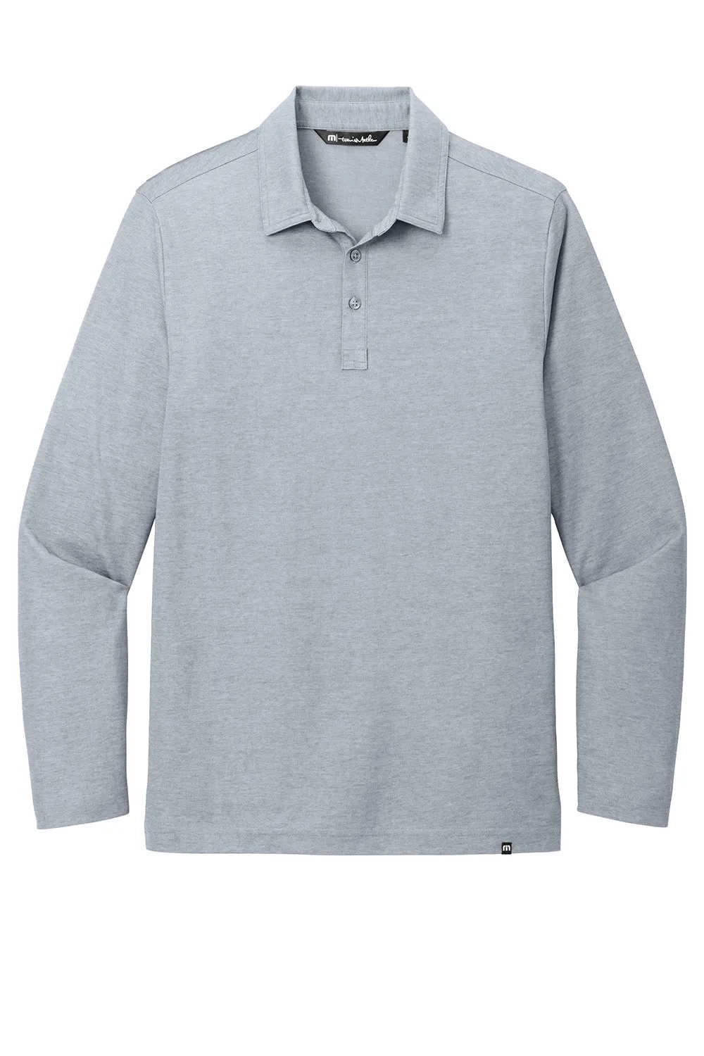 TravisMathew Mens Oceanside Moisture Wicking Long Sleeve Polo Shirt - Heather Quiet Shade Grey