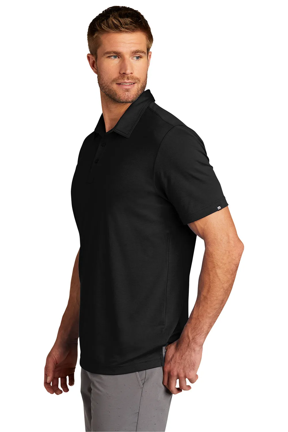 TravisMathew Mens Oceanside Moisture Wicking Short Sleeve Polo Shirt - Black