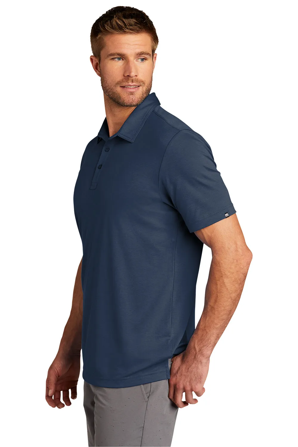 TravisMathew Mens Oceanside Moisture Wicking Short Sleeve Polo Shirt - Blue Nights