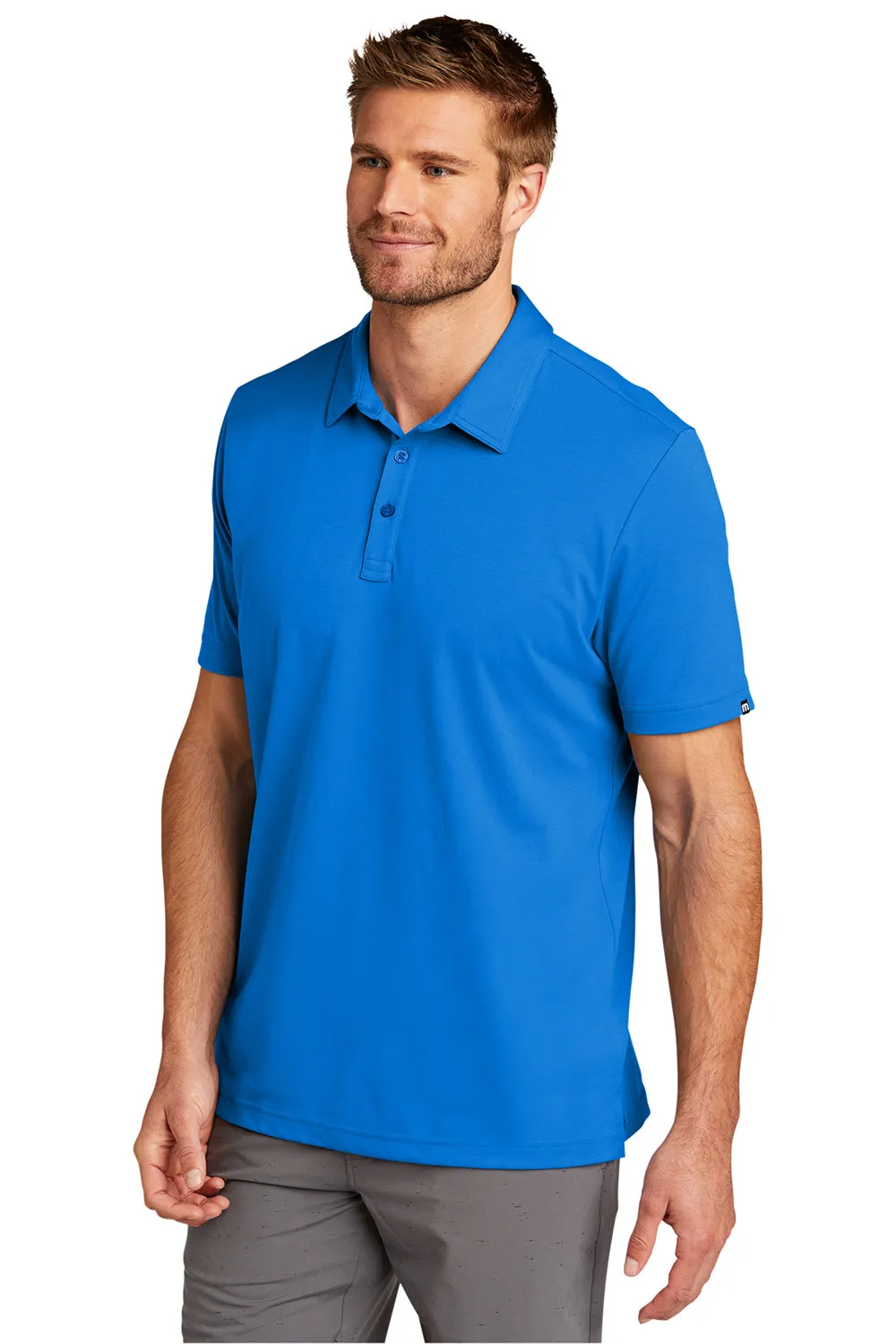 TravisMathew Mens Oceanside Moisture Wicking Short Sleeve Polo Shirt - Classic Blue