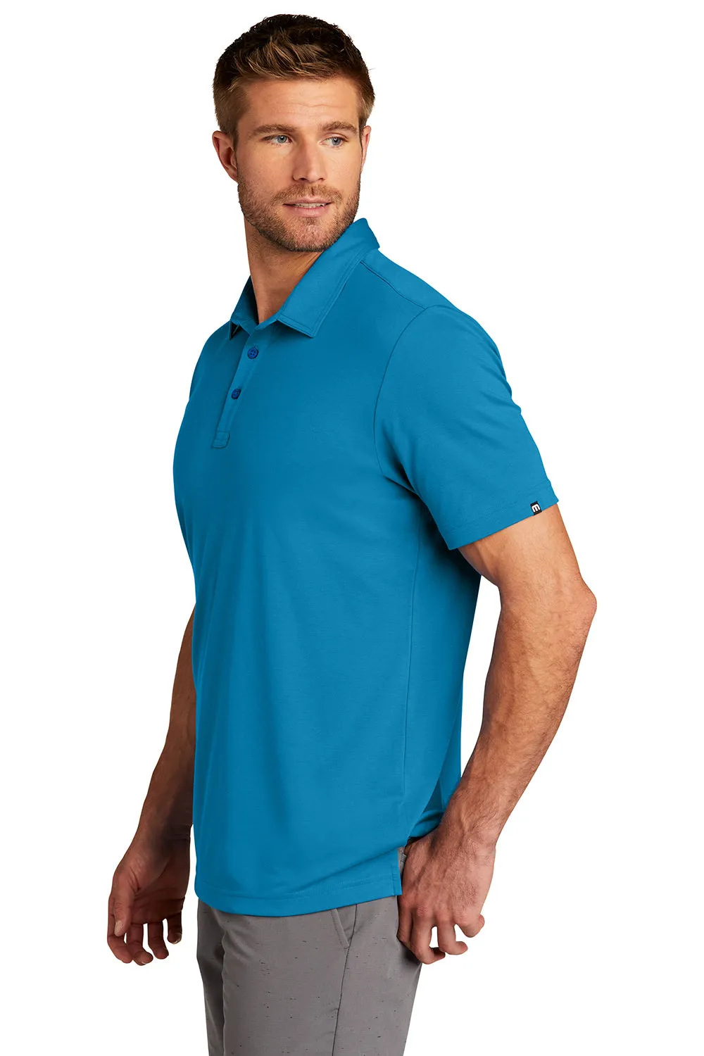 TravisMathew Mens Oceanside Moisture Wicking Short Sleeve Polo Shirt - Classic Blue